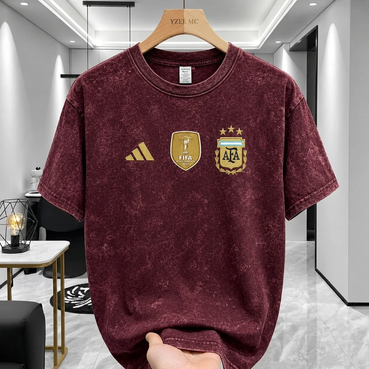 ARGENTINA JERSEY ACID WASH DROPSHOULDER T-SHIRT image 2