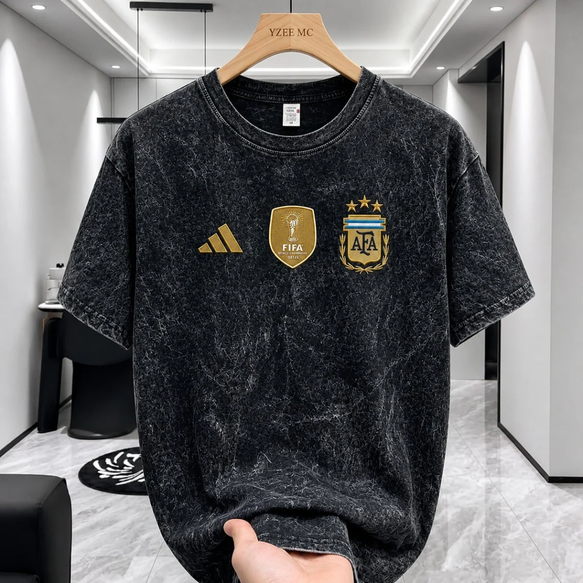 ARGENTINA JERSEY ACID WASH DROPSHOULDER T-SHIRT image 4
