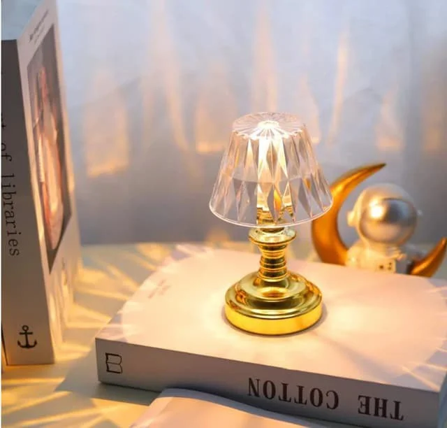 LED diamond crystal table lamp Night Light for Bed Room decoration living room atmosphere light Gift (2 X AAA Batteries) image 3