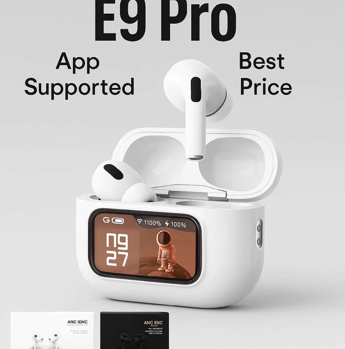 E9 Pro Airpods ANC/ENC Double Dark Noise Reduction Touch Control image 2