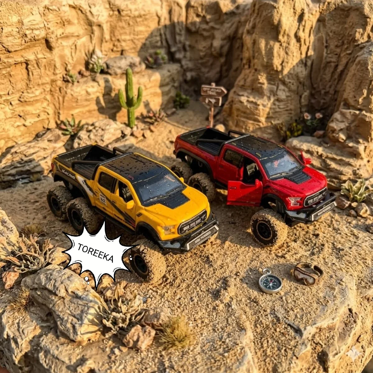 1:24 or 1:28 scale die-cast metal toy models of the Ford F-150 Raptor 6x6 modified pickup truck image 2